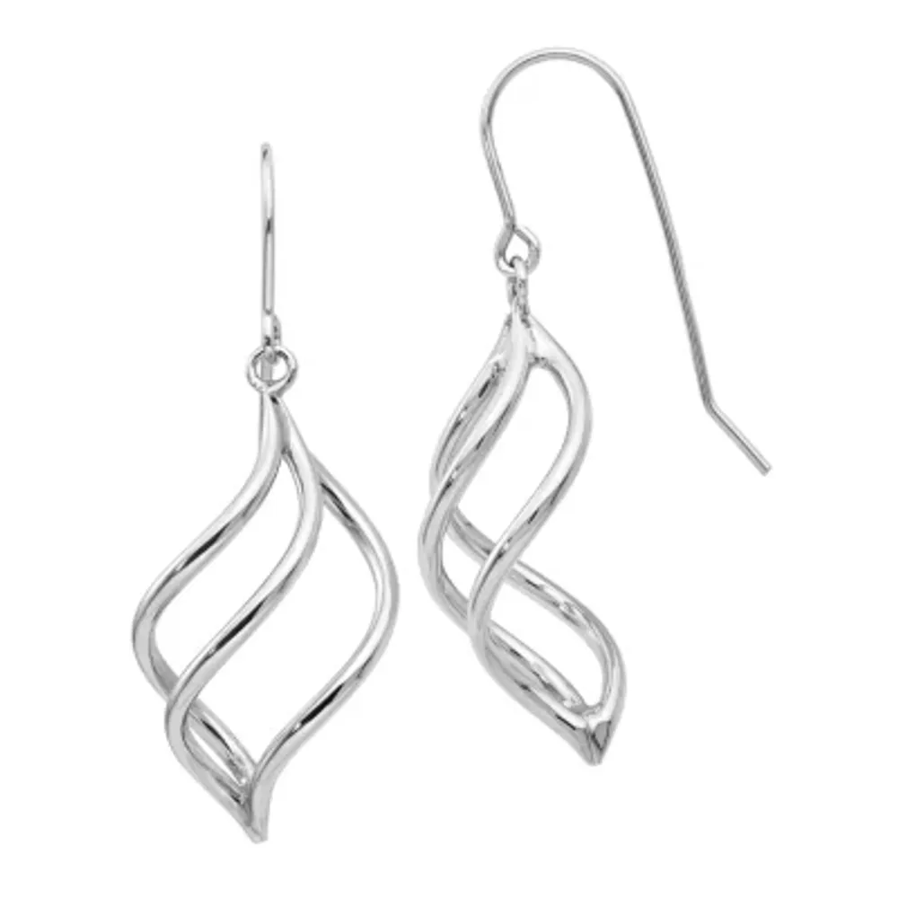 14K White Gold Drop Earrings