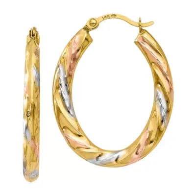 14K Gold 24mm Oval Hoop Earrings