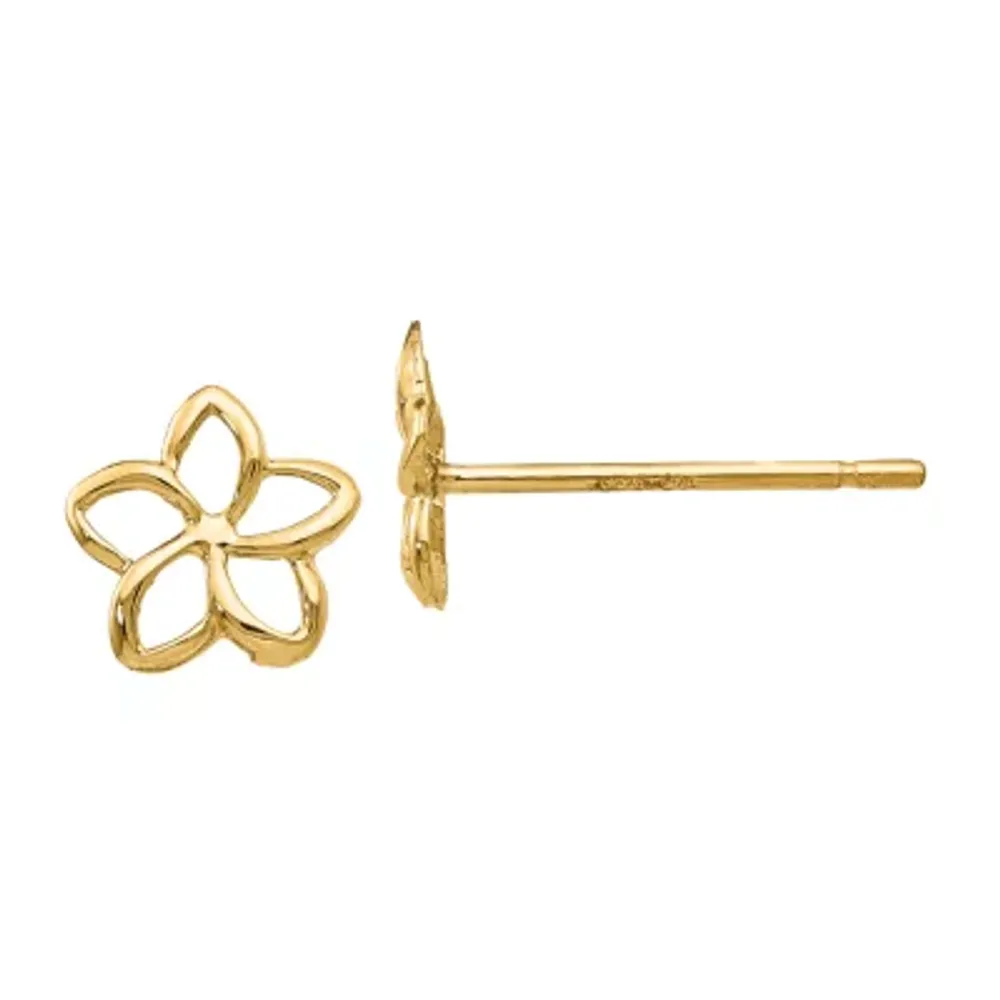 14K Gold 7mm Flower Stud Earrings