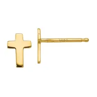 14K Gold 6mm Cross Stud Earrings