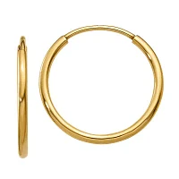 14K Gold 14mm Round Hoop Earrings