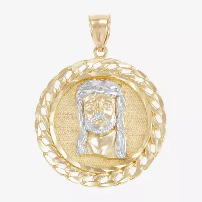Jesus Head Mens 10K Gold Round Pendants