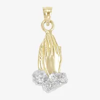 Womens White Cubic Zirconia 14K Gold Oval Pendant