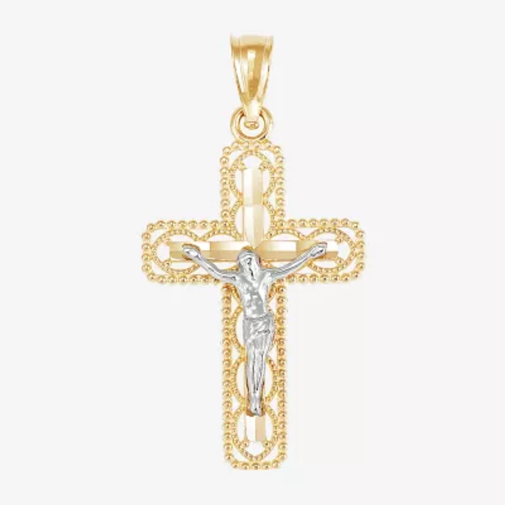 Crucifix Unisex Adult 14K Two Tone Gold Cross Pendant