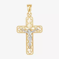 Crucifix Unisex Adult 14K Two Tone Gold Cross Pendant