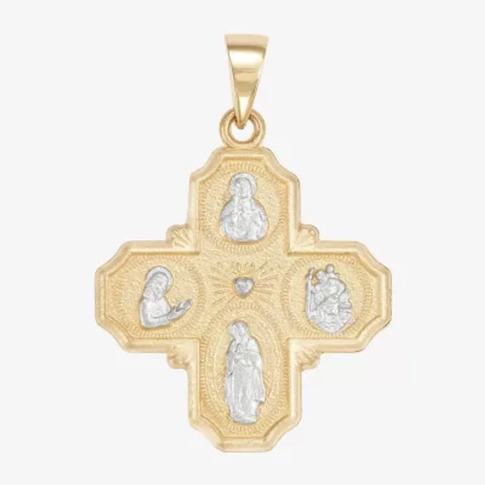 Religious Jewelry Four-Way Medal Unisex Adult 14K Gold Cross Pendant