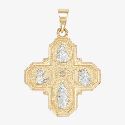 Religious Jewelry Four-Way Medal Unisex Adult 14K Gold Cross Pendant