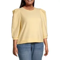 a.n.a Plus Womens Round Neck 3/4 Sleeve Sweatshirt