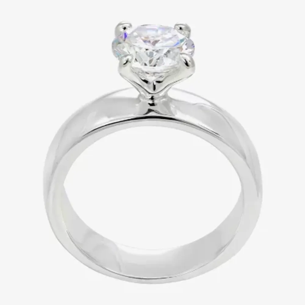 Sparkle Allure Cubic Zirconia Pure Silver Over Brass Round Solitaire Engagement Ring