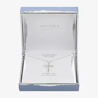 Gratitude & Grace Cubic Zirconia Pure Silver Over Brass 16 Inch Cable Cross Pendant Necklace