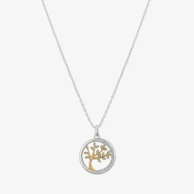 Gratitude & Grace Family Crystal Pure Silver Over Brass 16 Inch Cable Round Pendant Necklace