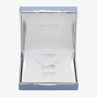 Gratitude & Grace Cubic Zirconia Pure Silver Over Brass 16 Inch Box Heart Infinity Pendant Necklace