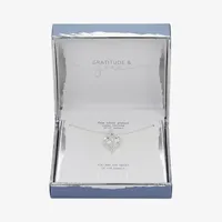 Gratitude & Grace Family Cubic Zirconia Pure Silver Over Brass 16 Inch Box Heart Pendant Necklace