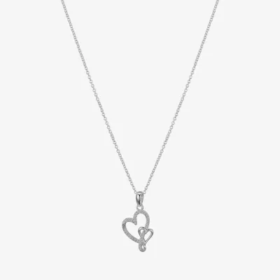 Gratitude & Grace Cubic Zirconia Pure Silver Over Brass 16 Inch Box Heart Pendant Necklace