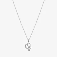 Gratitude & Grace Cubic Zirconia Pure Silver Over Brass 16 Inch Box Heart Pendant Necklace