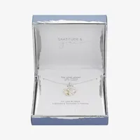 Gratitude & Grace Mother And Daughter Cubic Zirconia Pure Silver Over Brass 16 Inch Box Heart Pendant Necklace