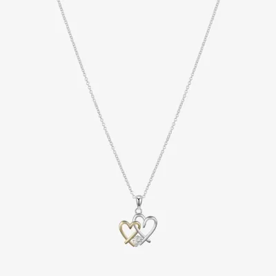 Gratitude & Grace Mother And Daughter Cubic Zirconia Pure Silver Over Brass 16 Inch Box Heart Pendant Necklace