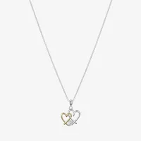 Gratitude & Grace Mother And Daughter Cubic Zirconia Pure Silver Over Brass 16 Inch Box Heart Pendant Necklace