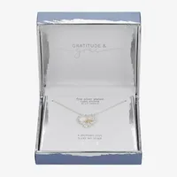 Gratitude & Grace Mom Cubic Zirconia Pure Silver Over Brass 16 Inch Box Heart Pendant Necklace