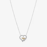 Gratitude & Grace Mom Cubic Zirconia Pure Silver Over Brass 16 Inch Box Heart Pendant Necklace