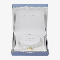 Gratitude & Grace Faith Cubic Zirconia Pure Silver Over Brass 7.5 Inch Box Cross Tennis Bracelet