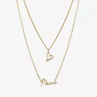 Gratitude & Grace Mama Gold Plate Over Brass 2-pc. 16 Inch Cable Heart Necklace Set