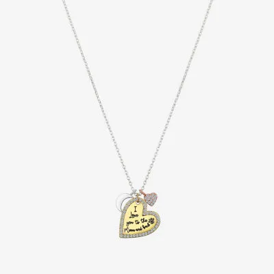 Sparkle Allure Cubic Zirconia Pure Silver Over Brass 16 Inch Cable Heart Moon Pendant Necklace