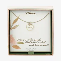 Sparkle Allure Mom Cubic Zirconia 14K Gold Over Brass 16 Inch Cable Heart Pendant Necklace