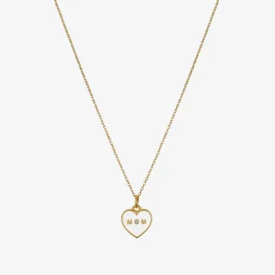 Sparkle Allure Mom Cubic Zirconia 14K Gold Over Brass 16 Inch Cable Heart Pendant Necklace