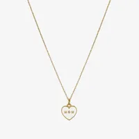 Sparkle Allure Mom Cubic Zirconia 14K Gold Over Brass 16 Inch Cable Heart Pendant Necklace