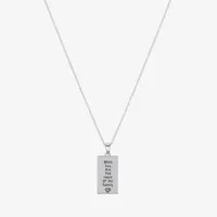 Sparkle Allure Mom Pure Silver Over Brass 16 Inch Cable Rectangular Pendant Necklace