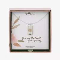 Sparkle Allure Mom Pure Silver Over Brass 16 Inch Cable Rectangular Pendant Necklace