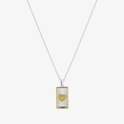 Sparkle Allure Mom Pure Silver Over Brass 16 Inch Cable Rectangular Pendant Necklace