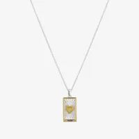 Sparkle Allure Mom Pure Silver Over Brass 16 Inch Cable Rectangular Pendant Necklace