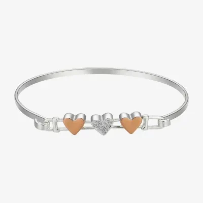 Sparkle Allure Pure Silver Over Brass 8 Inch Solid Heart Bangle Bracelet