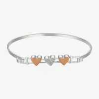 Sparkle Allure Pure Silver Over Brass 8 Inch Solid Heart Bangle Bracelet