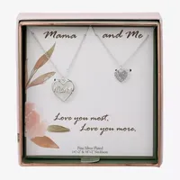 Sparkle Allure Mama 2-pc. Crystal Pure Silver Over Brass 18 Inch Cable Heart Necklace Set