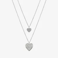 Sparkle Allure Mama 2-pc. Crystal Pure Silver Over Brass 18 Inch Cable Heart Necklace Set