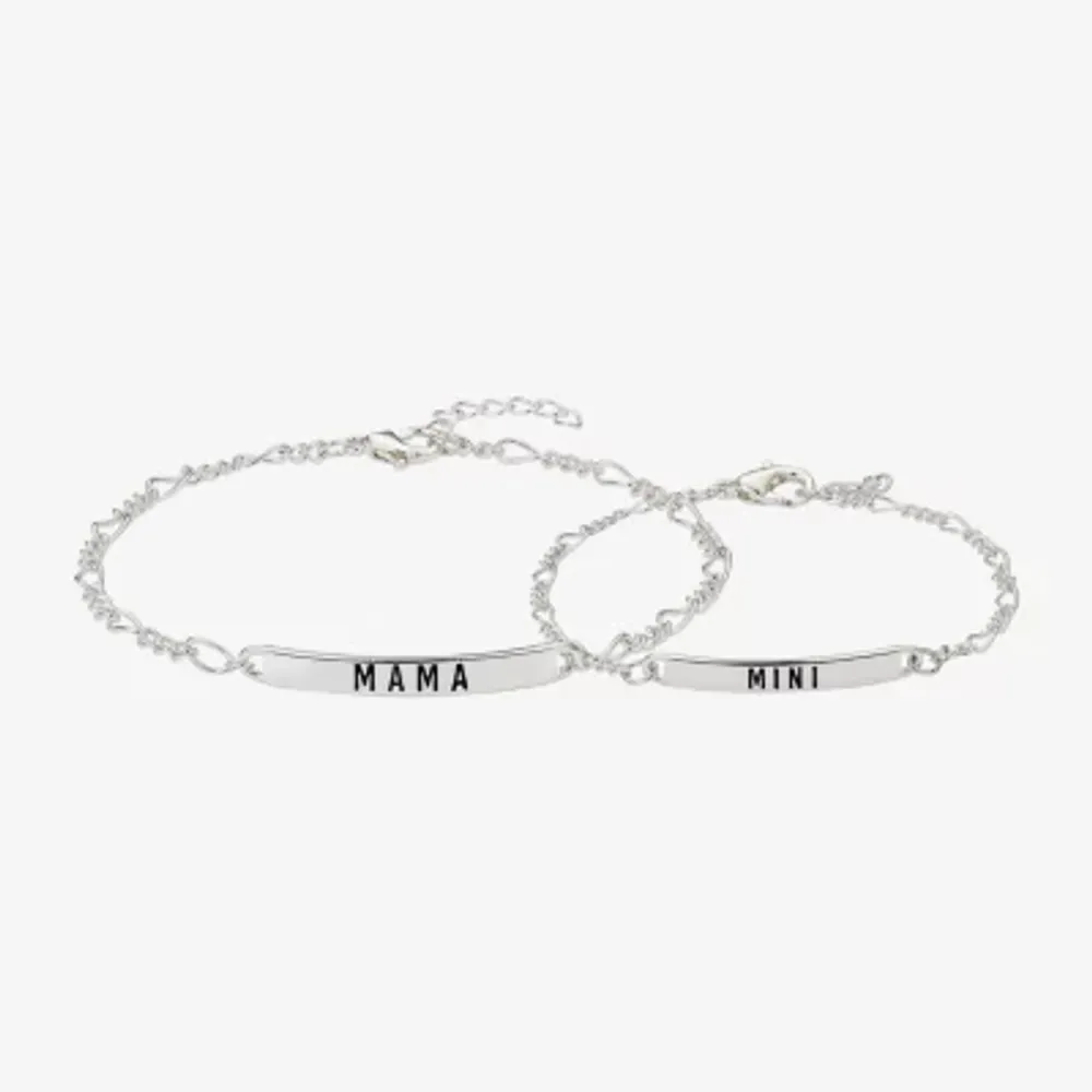 Sparkle Allure Mama & Mini 2-pc. Pure Silver Over Brass 7 Inch Cable Bracelet Set