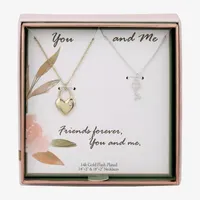 Sparkle Allure 2-pc. Cubic Zirconia Pure Silver Over Brass 18 Inch Cable Heart Keys Necklace Set