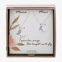 Sparkle Allure Mama & Mini 2-pc. Crystal Pure Silver Over Brass 18 Inch Cable Butterfly Necklace Set