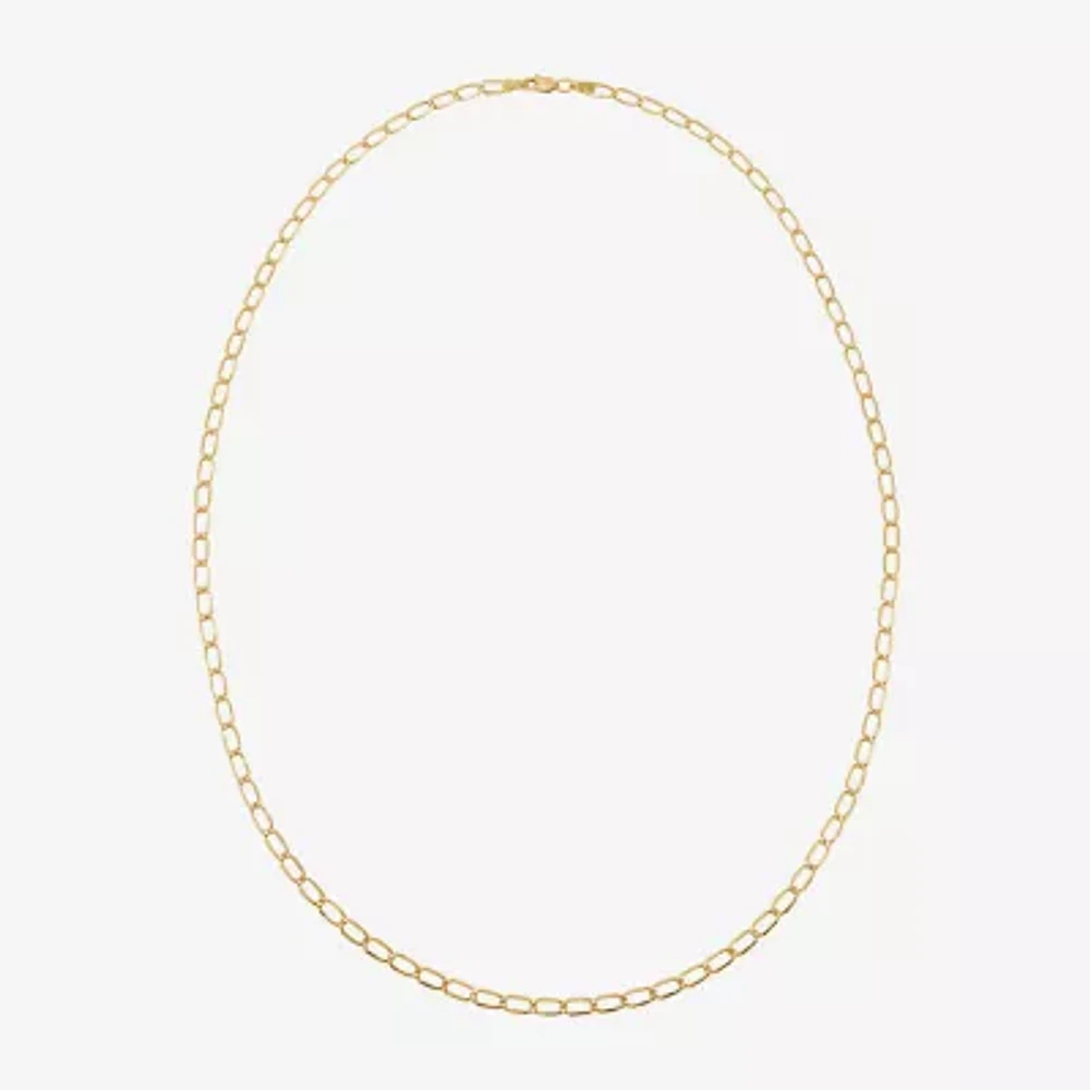 14K Gold 18 - 22 Inch Hollow Elongated Curb Chain Necklace