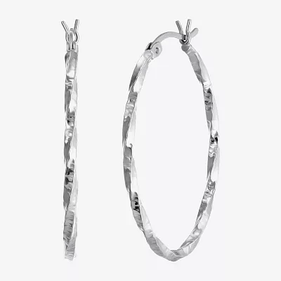 Sterling Silver 33mm Round Hoop Earrings