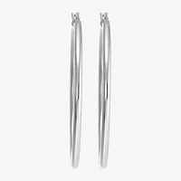 Womens Sterling Silver 50mm Round Hoop Earrings