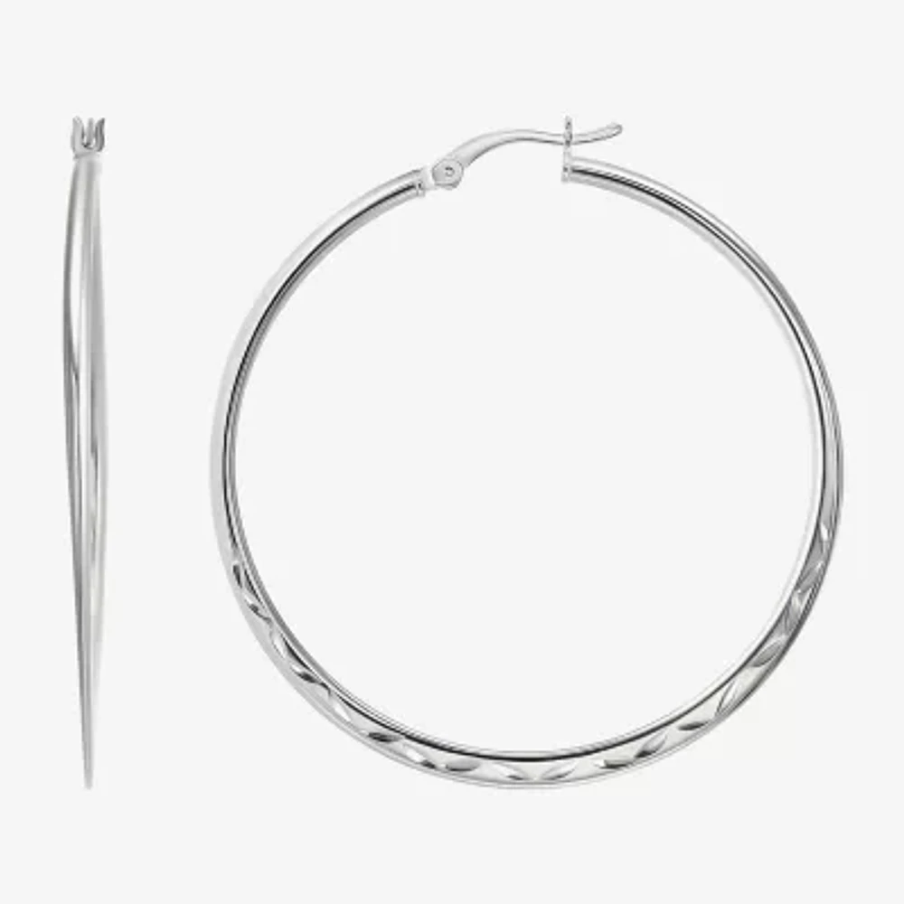 Sterling Silver 45.5mm Round Hoop Earrings