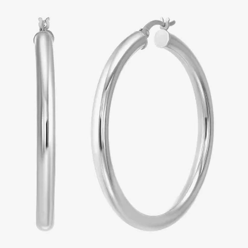 Sterling Silver 44.5mm Round Hoop Earrings