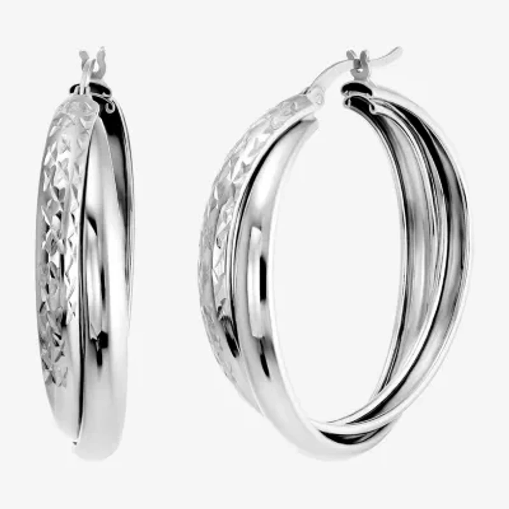 Sterling Silver 35mm Round Hoop Earrings