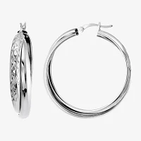 Sterling Silver 35mm Round Hoop Earrings