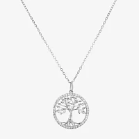 Diamonart Womens White Cubic Zirconia Sterling Silver Round 18 Inch Pendant Necklace