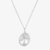 Diamonart Womens White Cubic Zirconia Sterling Silver Round 18 Inch Pendant Necklace
